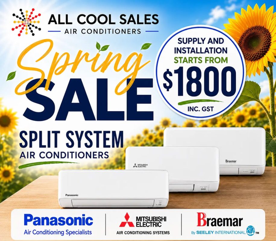 For Sale Split System Air Conditioners Braemar, Mitsubishi and Panasonic Air Conditioners available from All Cool Sales, Brendale, Brisbane.