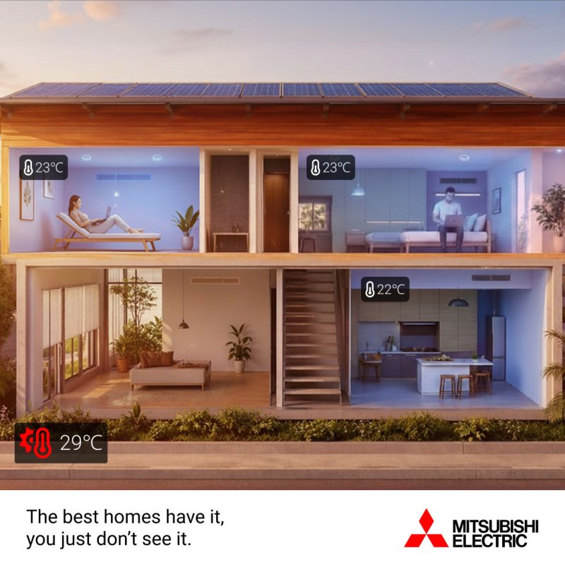 Mitsubishi Ducted Air Conditioning System heating and cooling for multiple rooms. Buy from All Cool Sales Brendale Brisbane.