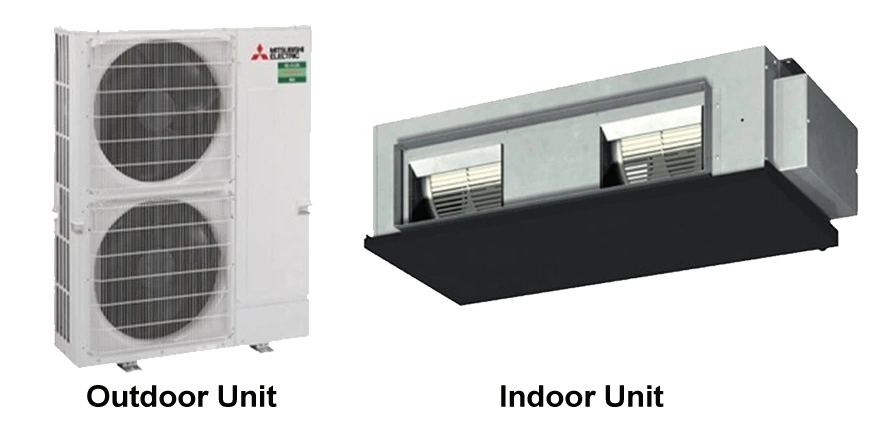 Mitsubishi Electric ducted air conditioning system indoor and outdoor unit installed by All Cool Sales, Brisbane Northside